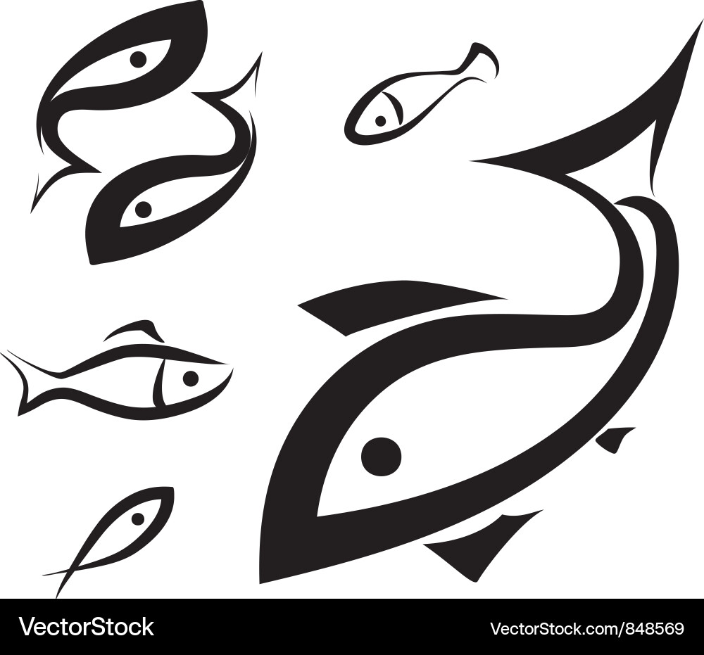 Simple Fish Symbol Set Vector Image