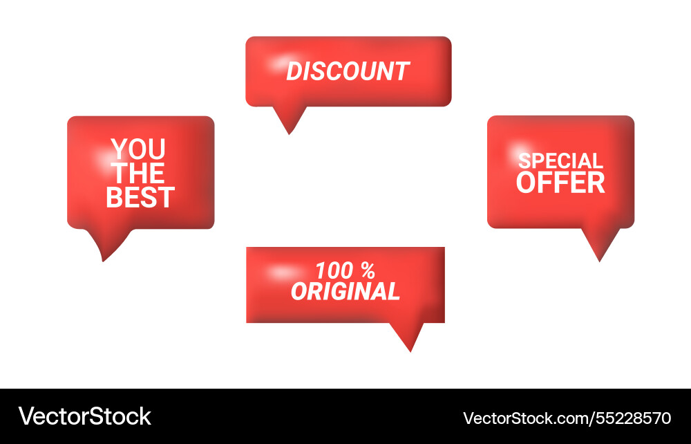 3d speech bubbles different shapes message icon 3d speech bubbles different shapes message icon Vector Image