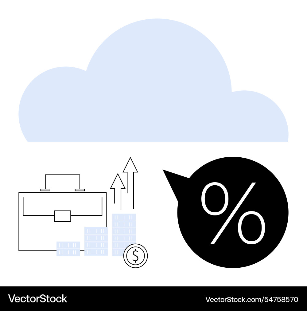Cloud computing with upward arrows briefcase Cloud computing with upward arrows briefcase vector image