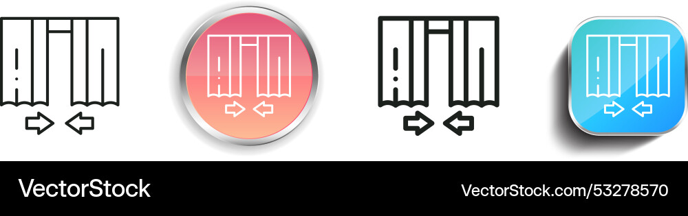 Curtains icon thin linear regular and button Curtains icon thin linear regular and button vector image