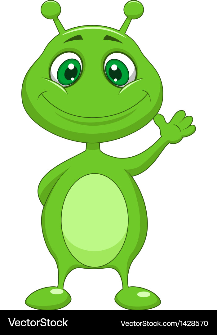 Cute green alien cartoon vector image