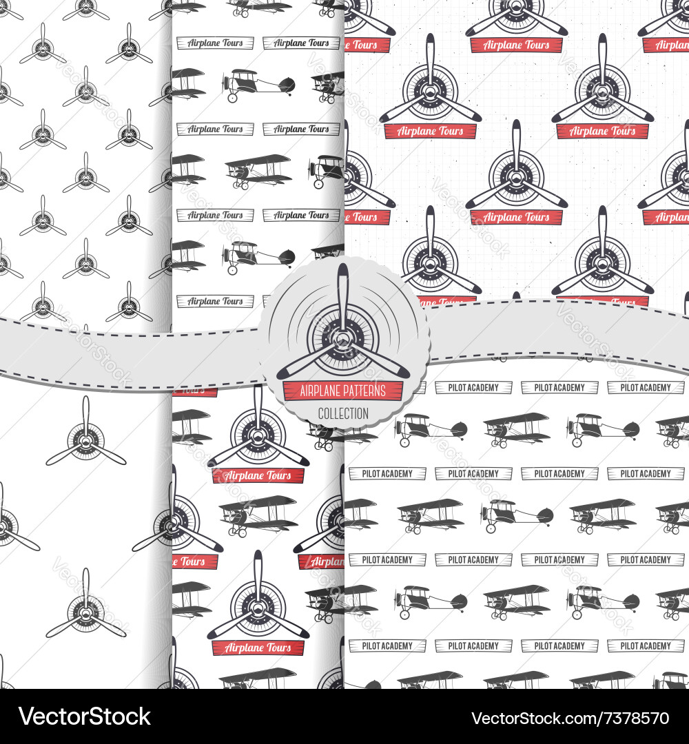 Retro Airplane Pattern Set Vector Image