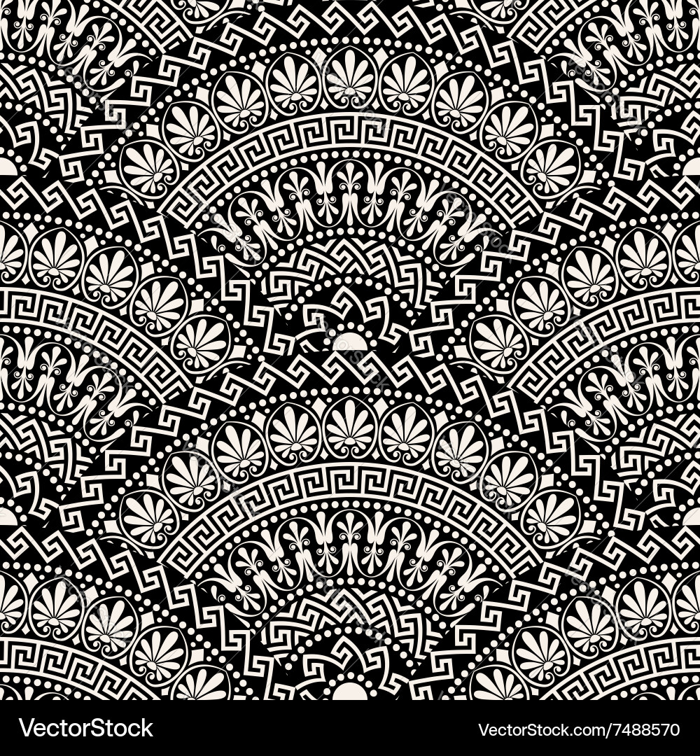 Seamless greek round ornament meander Royalty Free Vector