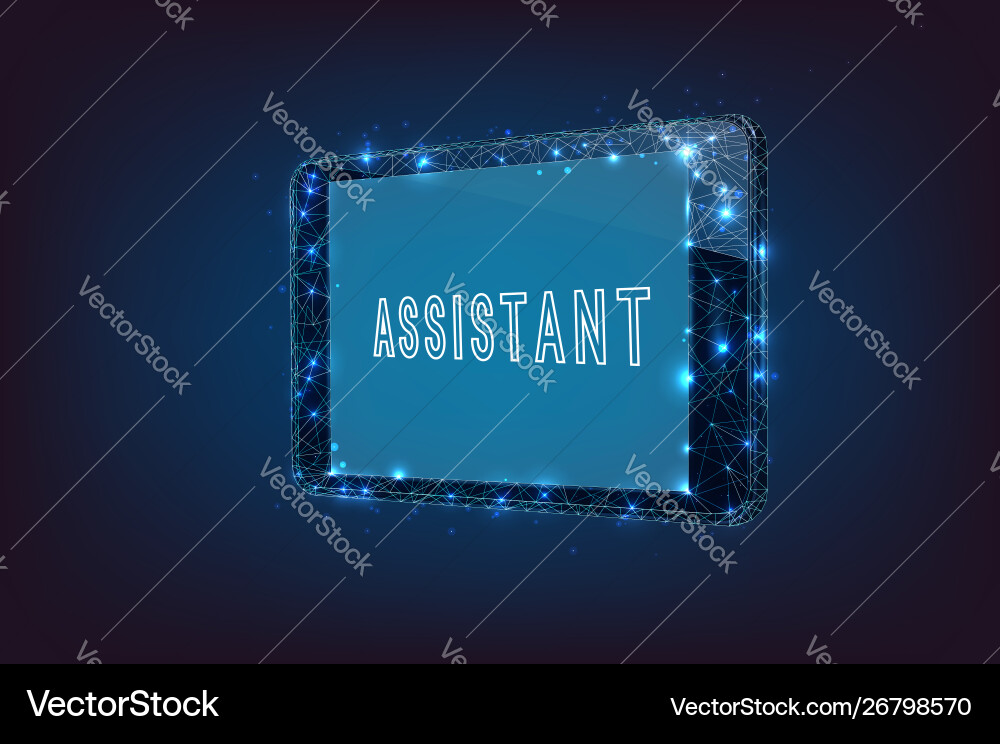 Tablet Display in Polygonal Frame Vector Image