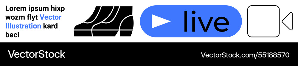 Video streaming elements with live button camera Video streaming elements with live button camera vector image