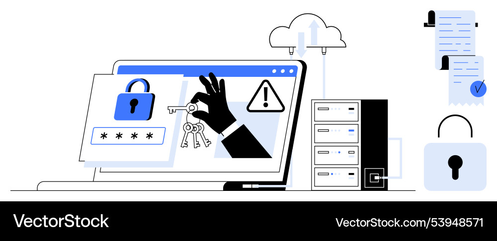 Digital security concept with key handover cloud Digital security concept with key handover cloud vector image