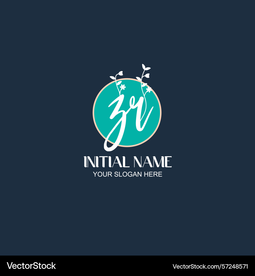 Elegant zr initial logo design with botanical Vector Image