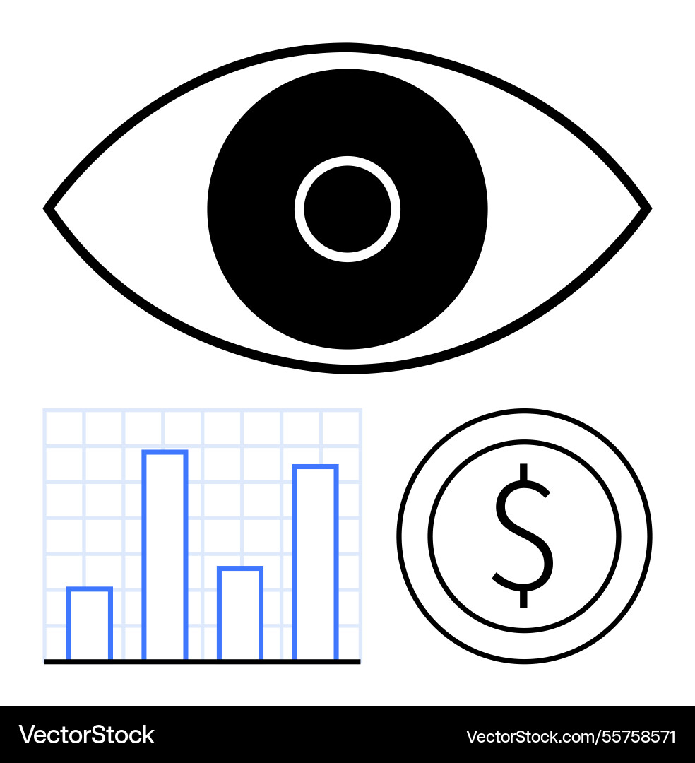 Eye representing analytics with bar graph Eye representing analytics with bar graph vector image