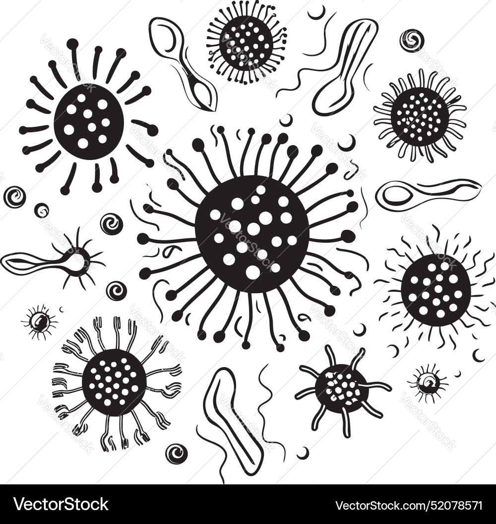 Pathogenic patterns logo design with virus Pathogenic patterns logo design with virus Vector Image