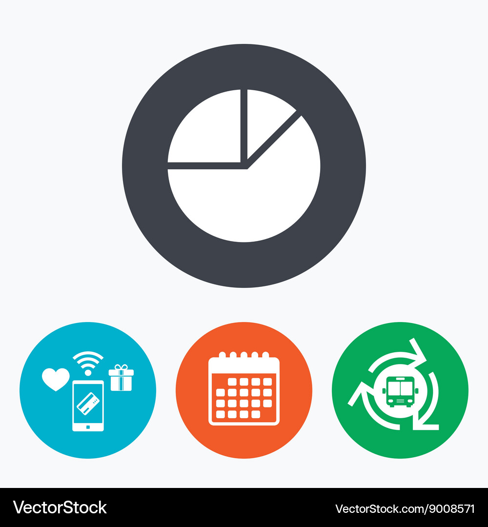 Pie chart graph sign icon diagram button Vector Image