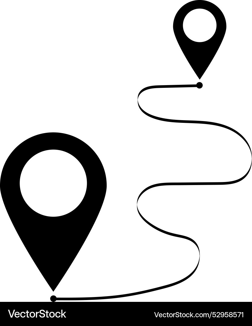 Route icon between two points with dotted path Route icon between two points with dotted path vector image