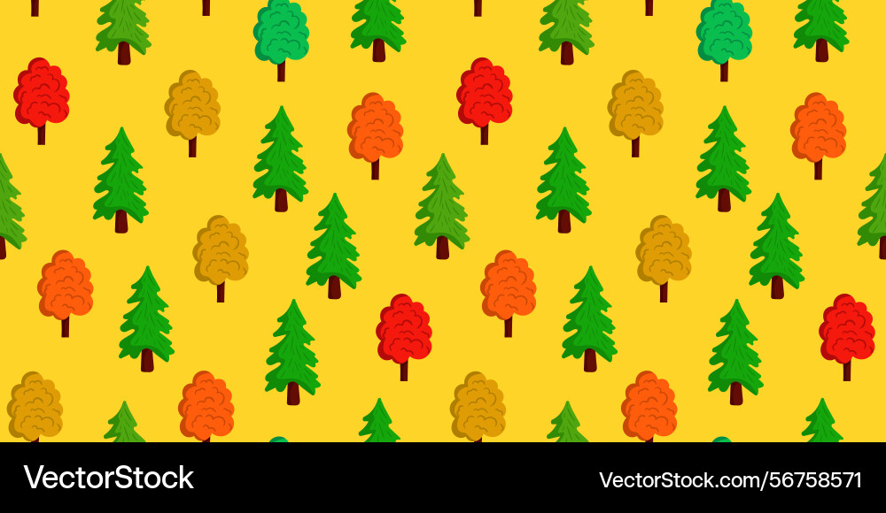 Seamless autumn forest pattern with colorful Vector Image