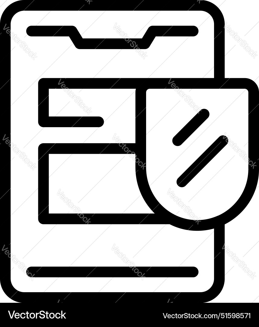 Shield protecting smartphone screen displaying Vector Image