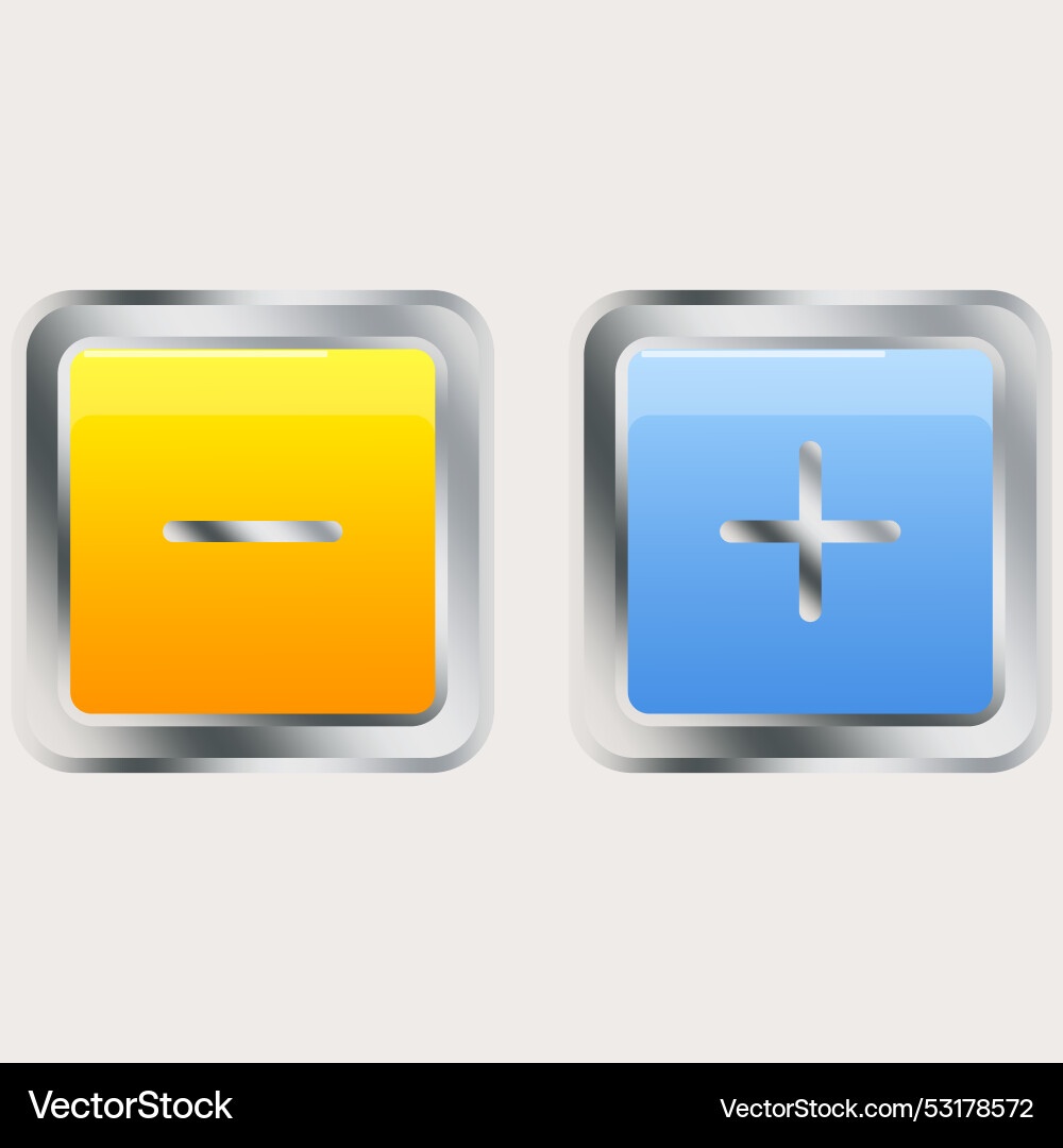 3d plus minus buttons in modern style cross 3d plus minus buttons in modern style cross vector image