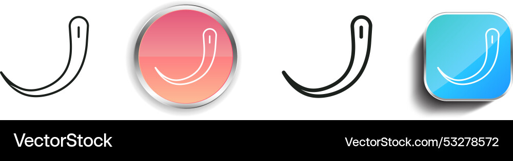 Curved needle icon thin linear regular and button Vector Image