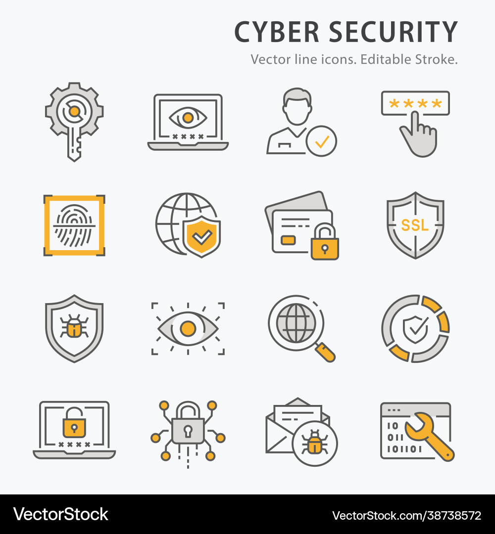 Cyber Security Icon Set Vector Image