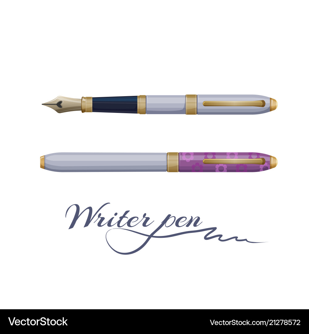 Ink fountain writer pen isolated on white Ink fountain writer pen isolated on white vector image