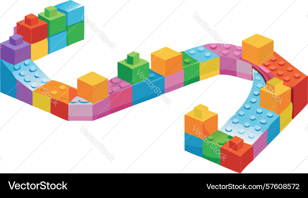 Interlocking colorful blocks game path design vector image