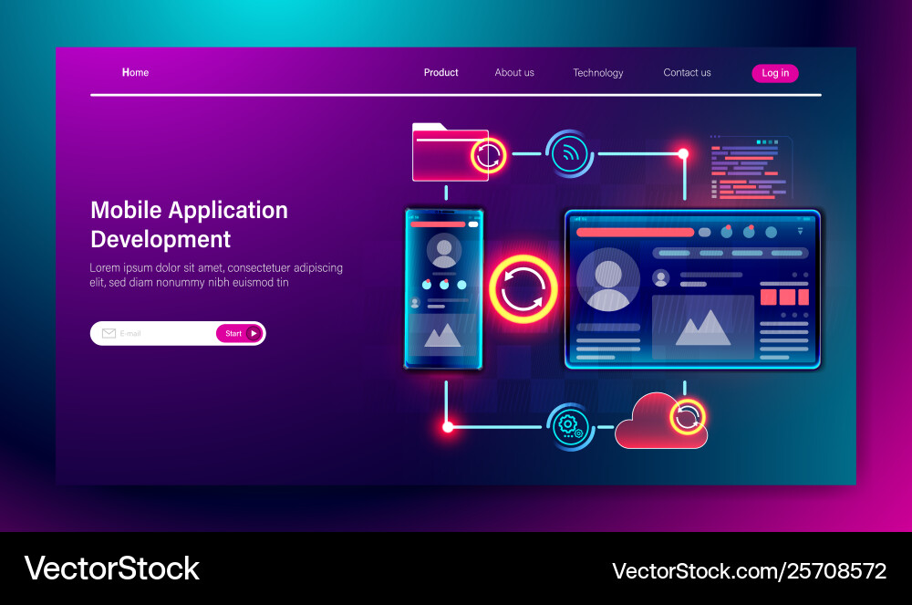 Mobile application development concept Royalty Free Vector