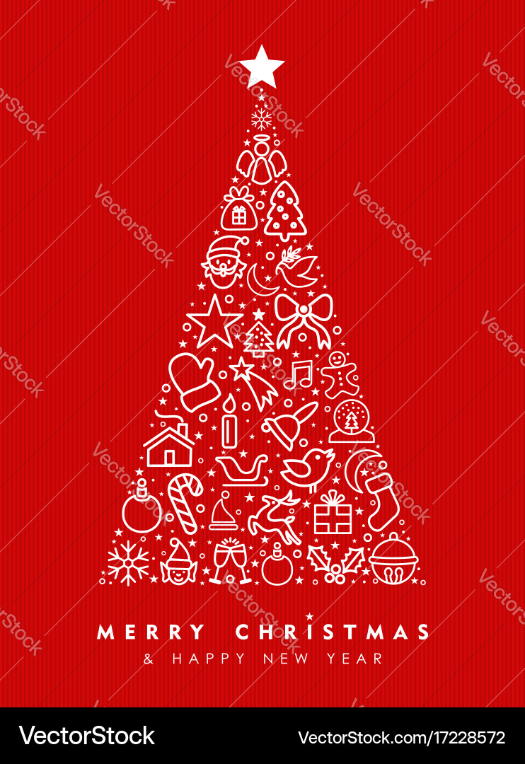 Red Pine Tree Christmas Icon vector image