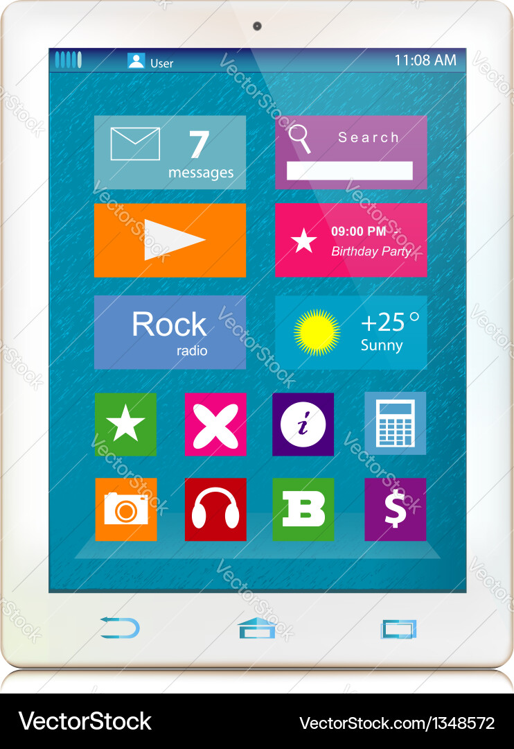 White Tablet with Colorful Icons vector image