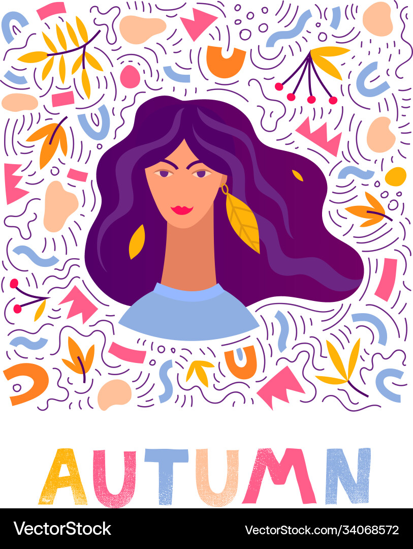 Woman autumn hand drawn leaves Woman autumn hand drawn leaves vector image