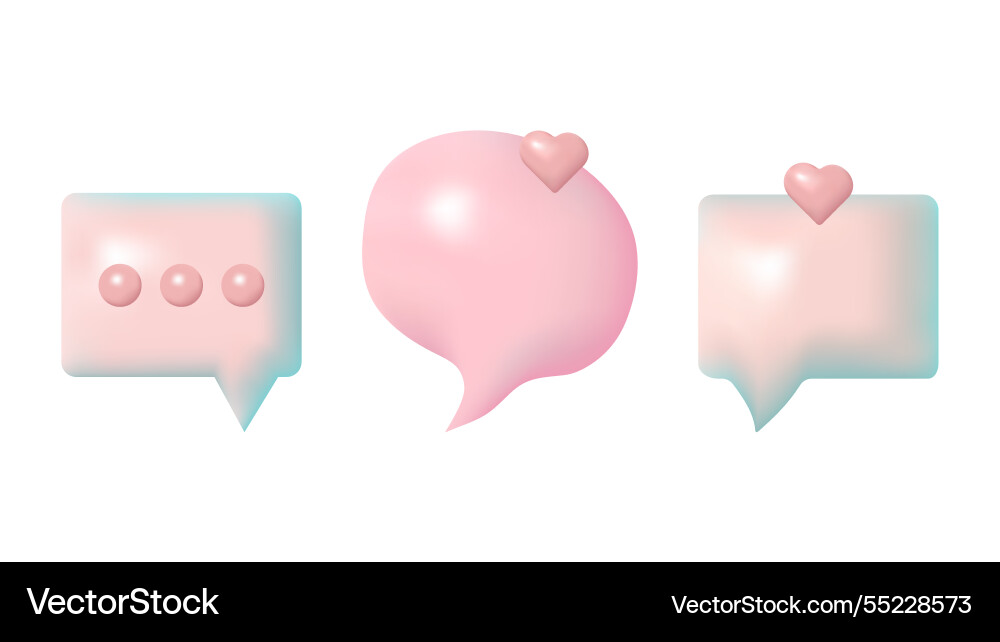 3d speech bubbles different shapes message icon Vector Image
