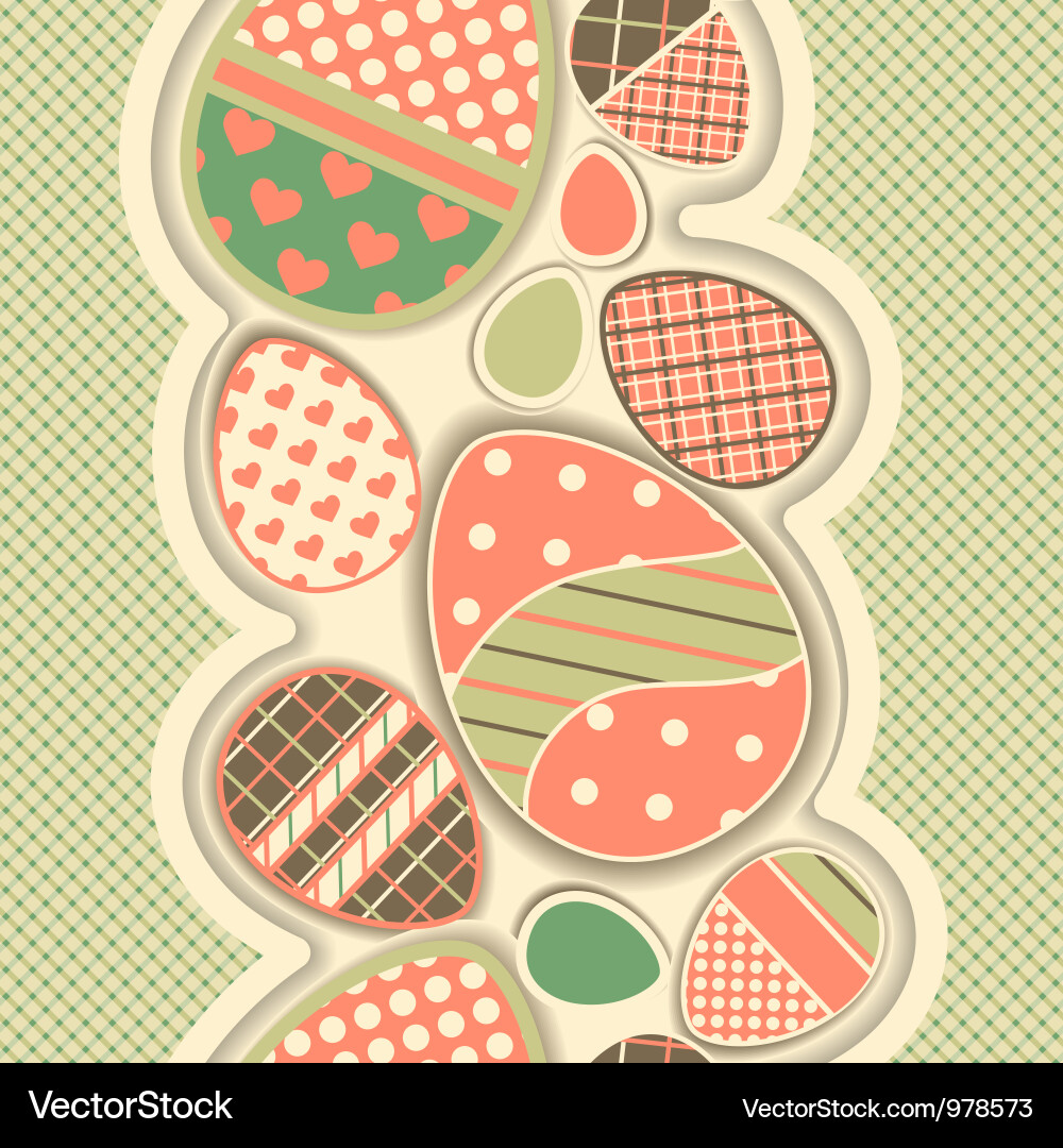 Easter retro seamless border with eggs Vector Image