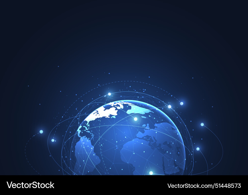 Global network connection world map point Global network connection world map point vector image