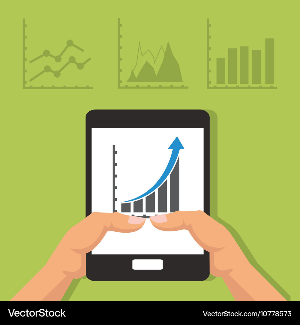 Graph chart with business related icons image Vector Image