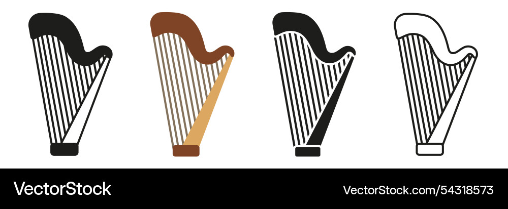 Harp a simple set of musical instruments images Harp a simple set of musical instruments images vector image