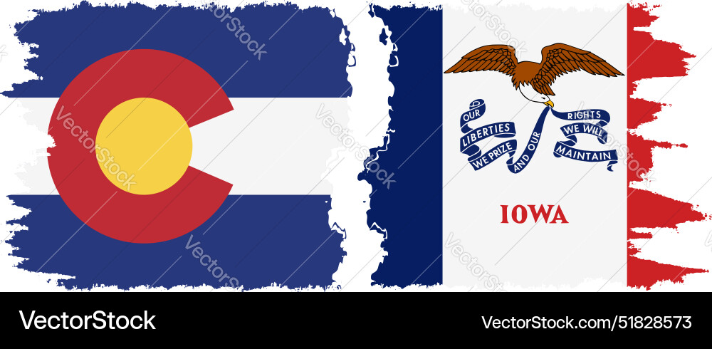 Iowa und colorado Zustände grunge Pinsel Flaggen Iowa und colorado Zustände grunge Pinsel Flaggen vektorbild