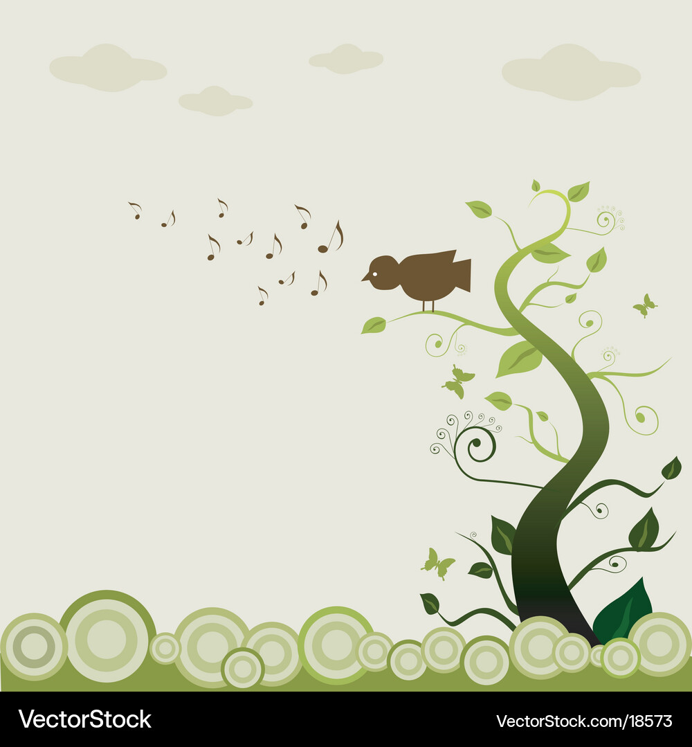 Vibrant Tree with Birds Vector Image