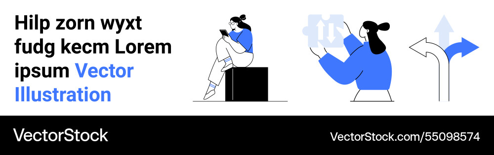 Characters engaged in reading and exploration Characters engaged in reading and exploration vector image