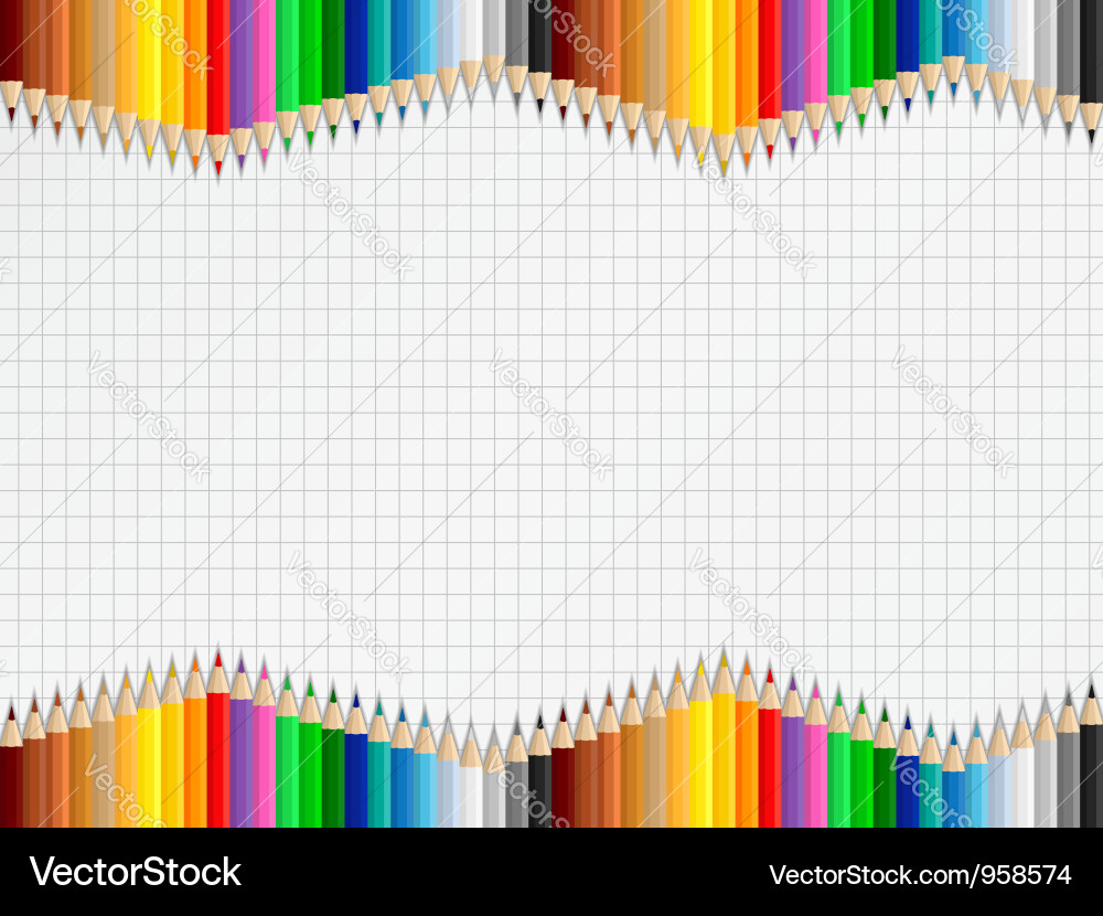 Colored Pencils on Squared Paper Background Vector Image