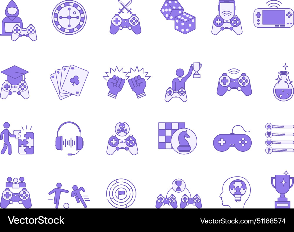 Colored set of games icons arcade game vector image