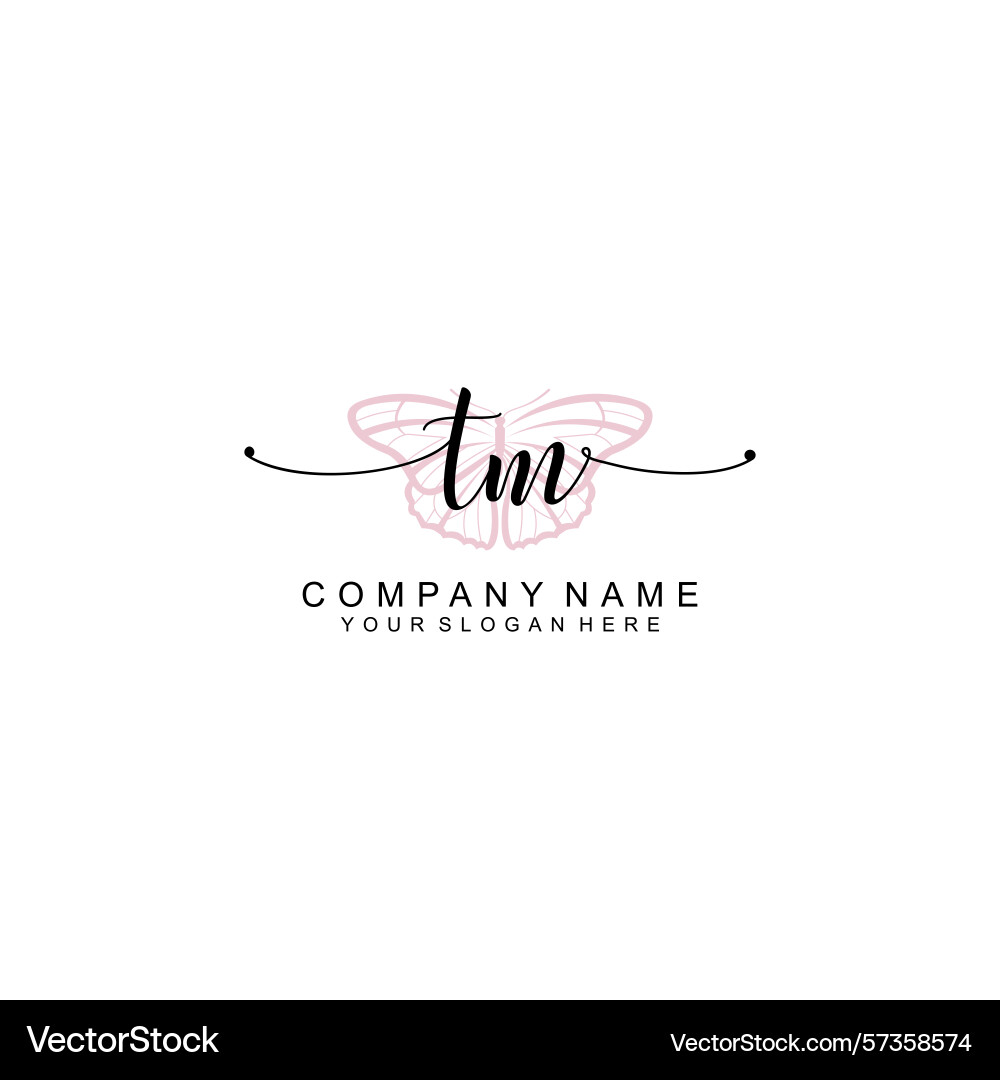 Minimalist handwritten tm initial logos with soft Vector Image