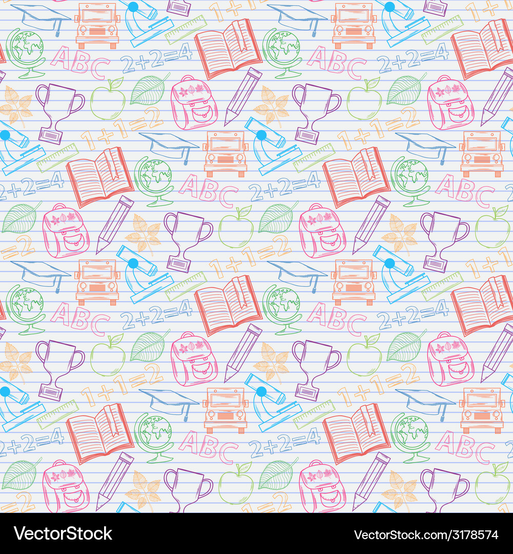 Seamless pattern back to school on the notebook Vector Image