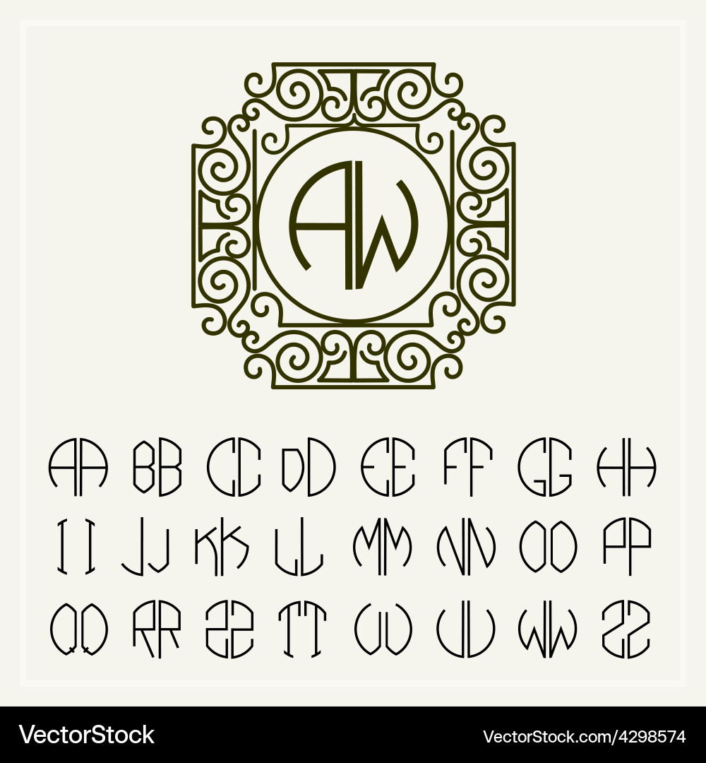 Set template to create monograms of two letters vector image