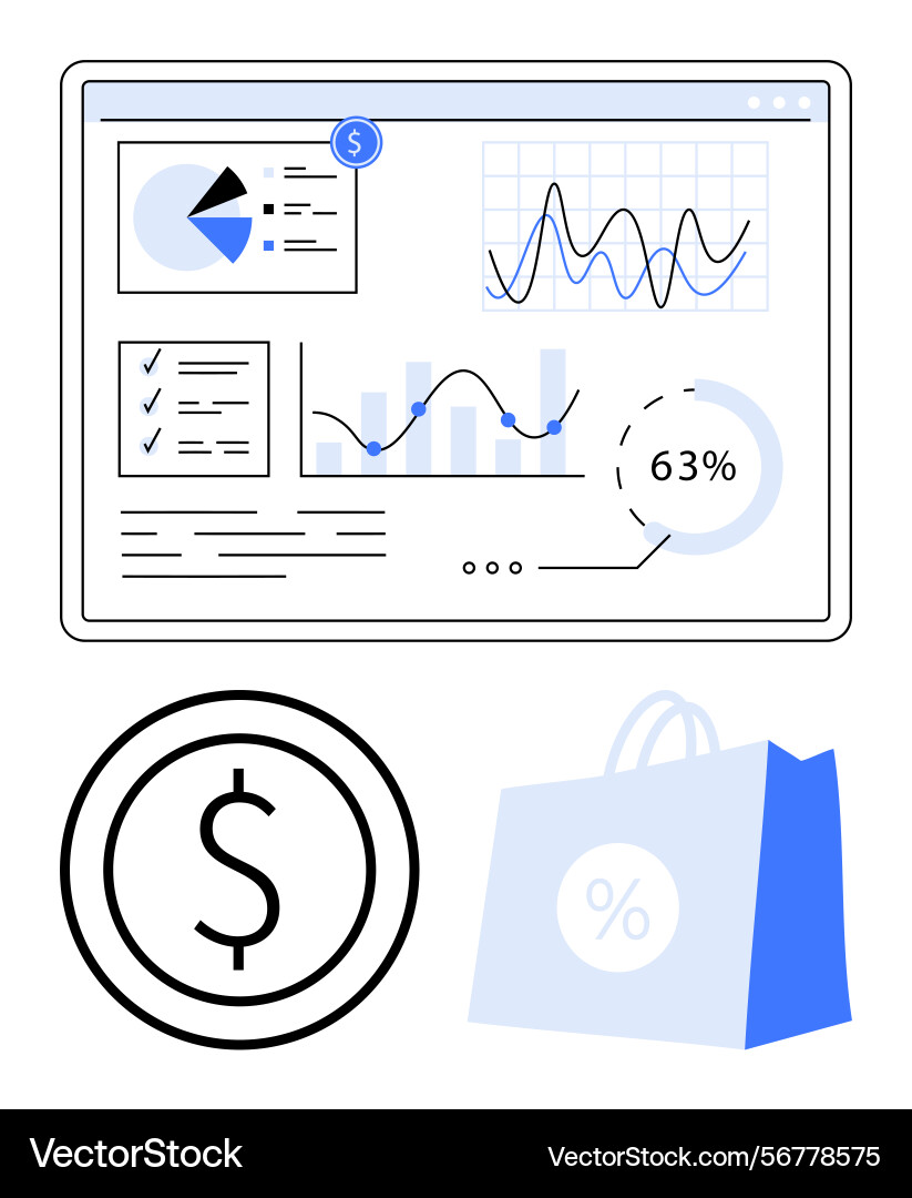 Dashboard displaying analytics sales data Dashboard displaying analytics sales data vector image