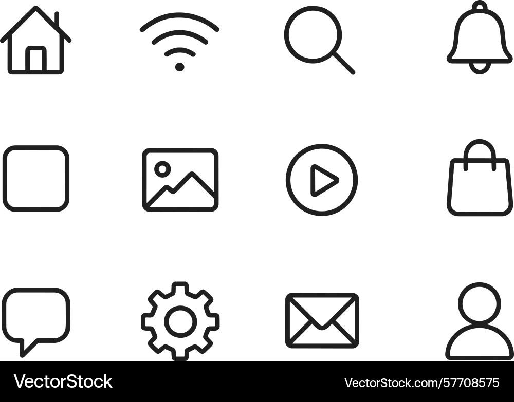 Icons representing various digital functions vector image