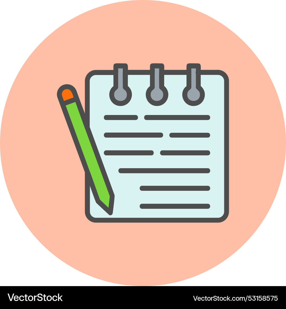 Notepad line filled circle icon vector image