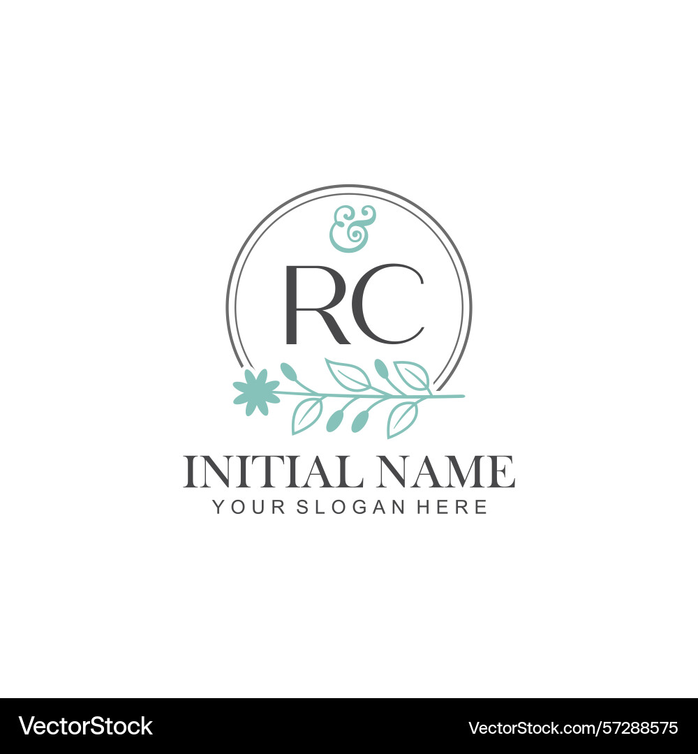Rc initial logo templates with botanical elements Rc initial logo templates with botanical elements vector image