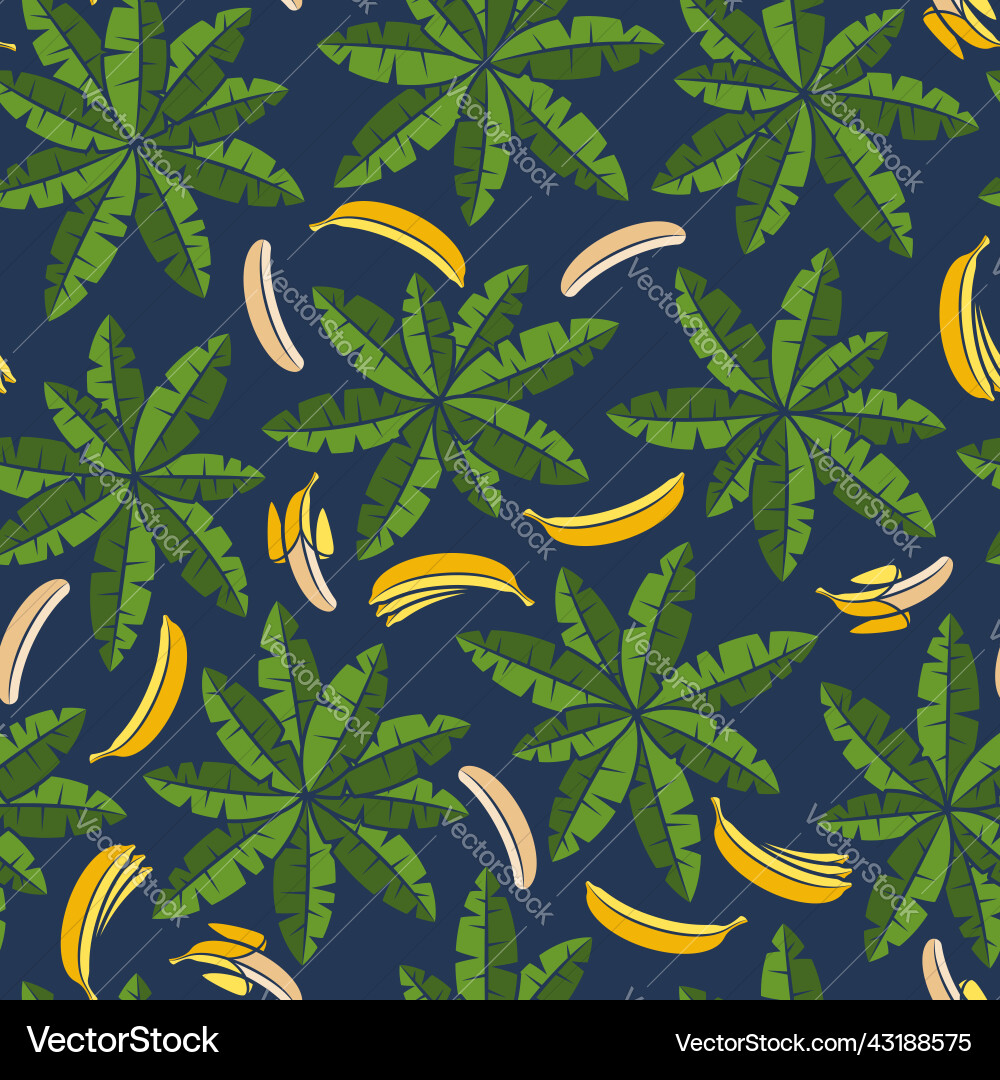 Seamless pattern with palms and bananas Seamless pattern with palms and bananas vector image