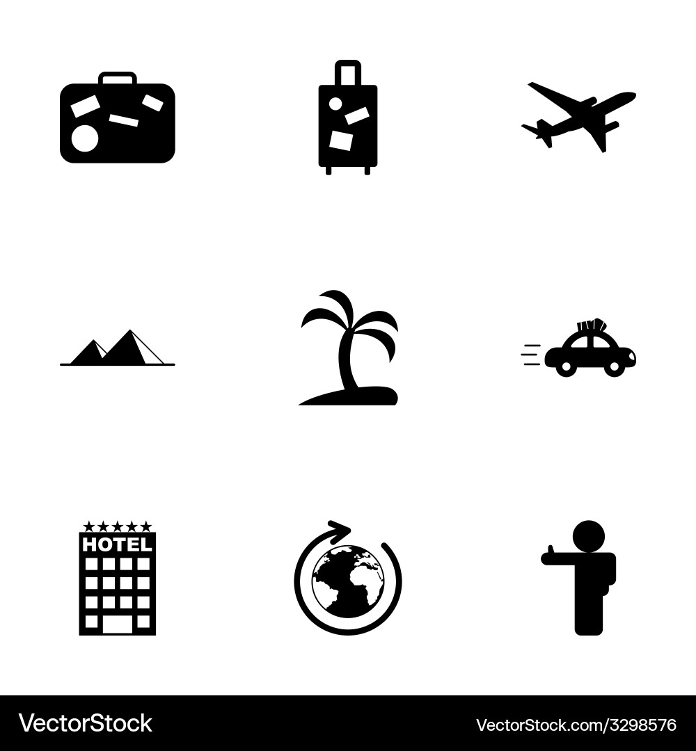 Black Travel Icon Set Vector Image