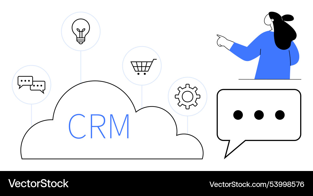 Conceptual crm system with communication and e Conceptual crm system with communication and e vector image