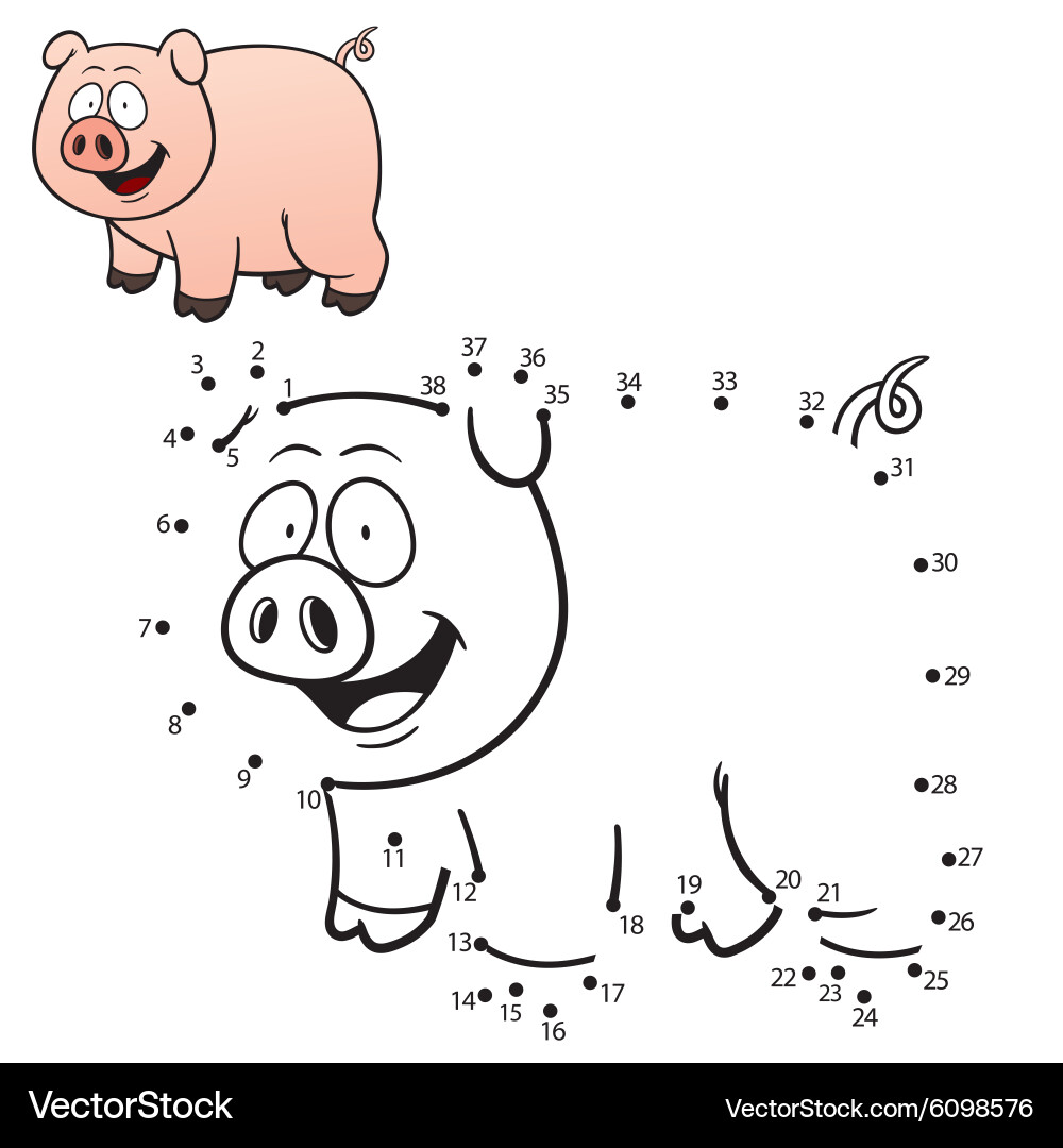 Connect the Dots Pig Game Vector Image