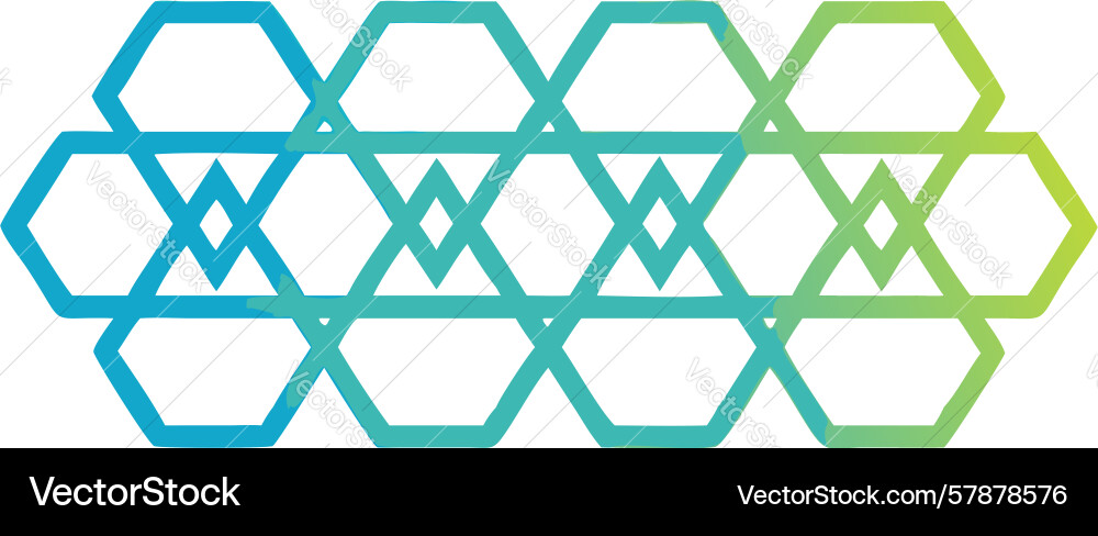 Interconnected hexagonal chain geometric design vector image