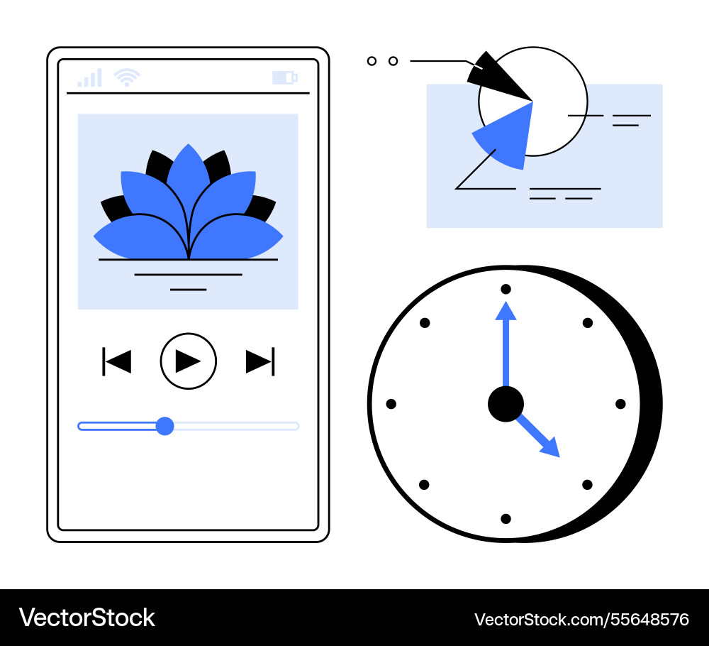 Meditation app interface with play controls Meditation app interface with play controls vector image