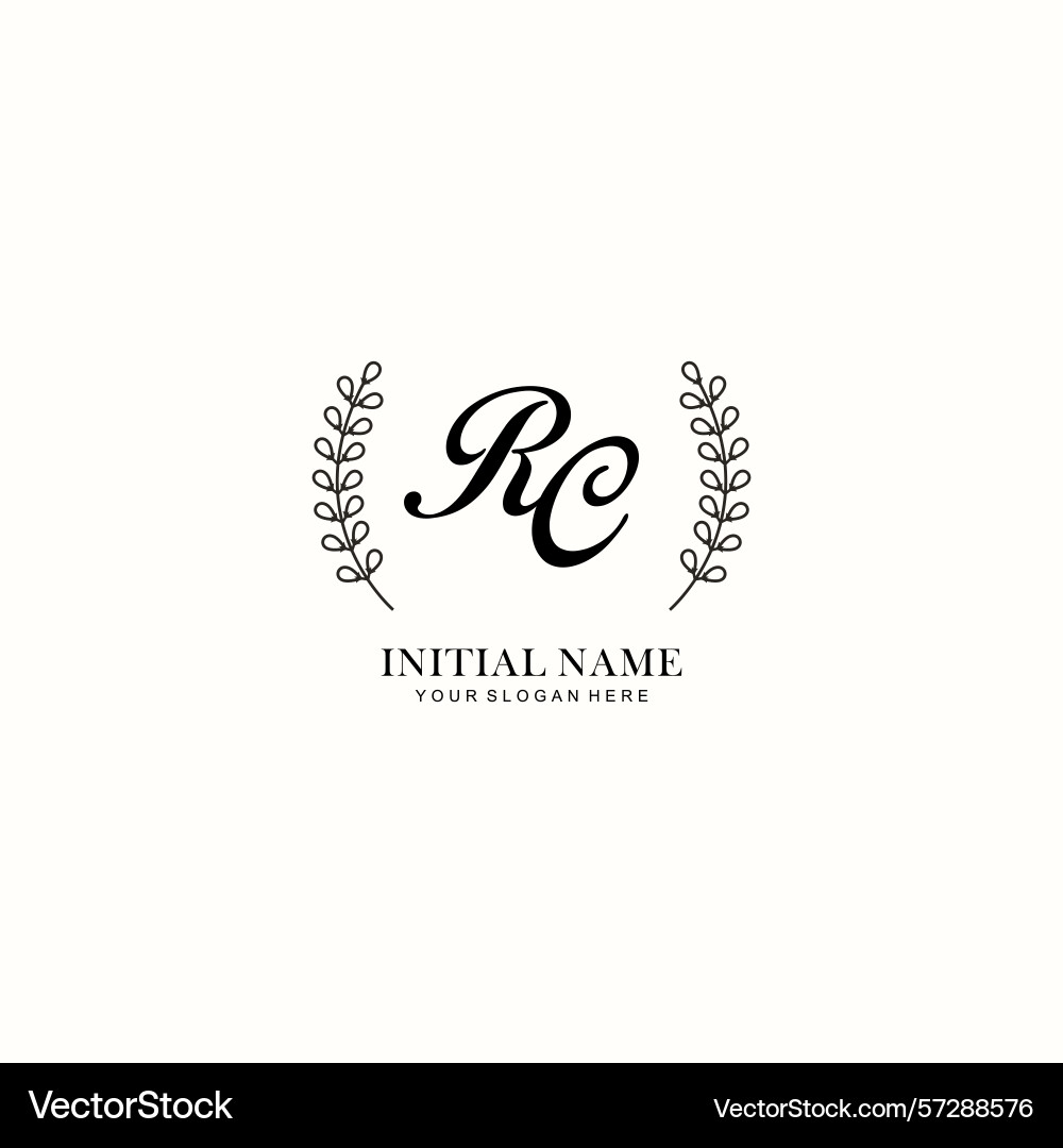 Rc initial logo templates with botanical elements Vector Image